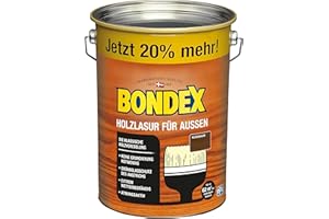 Bondex Holzlasur für Außen Nussbaum 4,8 L für 62 m² | Hoher Wetter- und UV-Schutz | Natürliches Abwittern - kein Abplatzen | seidenmatt | Holzschutzlasur | Holzlasur