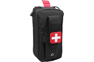 YONCONO Tactical MOLLE Medical Pouch, EMT First Aid Pouch IFAK Trauma Kit Survival Bag Tourniquet Holder Include Cross Patch (Black)