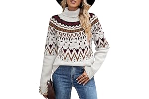 Wantonfy Maglione a Collo Alto da Donna Manica Lunga in Maglia Pullover Casual Maglione Allentato Inverno