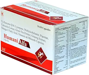 Humani Alfa multivitamin capsules(100's) for men and women with Ginseng,Probiotics,green tea and Fish oil.Nutritional supplement for Strength,Stamina and Immunity.