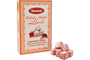 GÜDSTUF Sebahat Turkish Delight Lokum in Gift Box (Pomegranate Flavour, 200g) 12 Pieces