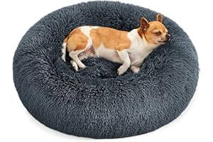 FEANDREA Łóżko dla psa, legowisko dla kota, miękki plusz, 60 cm, ciemnoszary PGW038G02