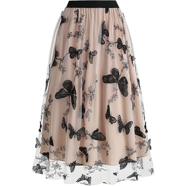 Gonna In Tulle Odizli Donna - Vintage Con Ricamo, Vita Alta Elastica, Lunghezza Midi - Foto 7