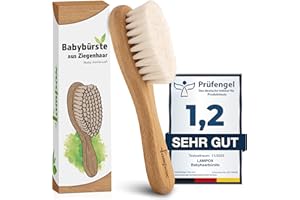 ‎LAMPOX lampox - Babyhaarbürste extra weich, Baby Erstausstattung Neugeborene mit weichen Ziegenhaaren, Milchschorf, Baby Haarbürste, Pflegeset, Geschenk, Kopfhautpflege, Kleinkinder, Babyzubehör