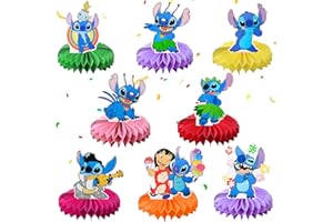 Heartsking Centrotavola Compleanno, 8 Pezzi Centrotavola a Nido d'Ape Decorazioni Compleanno Cartone Animato Compleanno Toppers da Tavolo Come Addobbi Feste Bambini