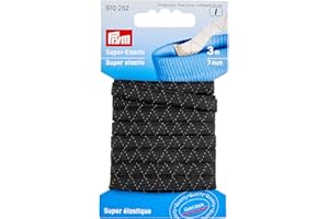 Prym 910252 Super élastique, 7mm, Noir, 3m