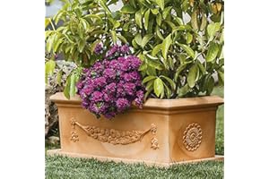 DECOR SPACE Decorspace Jardinière rectangulaire en résine avec décoration extérieure Made in Italy (80 cm, terre cuite)