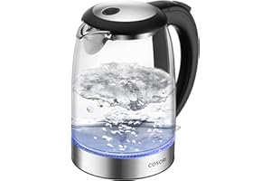 COSORI Kettle, 3000W Fast Boil, Food-Grade Stainless Steel Filter & Inner Lid, Glass Spout, Easy-Clean Dual Opening,Electric Tea Kettles With LED, Boil-Dry Protection, Auto Shut-Off