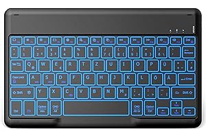 ‎EASYACC EasyAcc Bluetooth-Tastatur, Kabellose Bluetooth-Tastatur kompatibel mit Windows/Android/iOS Tablet (iPad A16 11/10.2/10.9, iPad Pro/Air), mit Hintergrundbeleuchtung QWERTZ Deutsches Layout, Schwarz