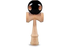 Ganzoo Kendama en Bois de hêtre véritable, Model Beginner Black, Japonais Jeu d'adresse