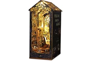 SUEWIDFAY DIY Book Nook Kit, Puppenhäuser Miniatur Haus Kit Booknook Modellbausatz mit LED-Sensor-Licht, 3D (Detective Agency) Holzpuzzle Bibliothek Bücherregaleinsatz Kits Dekor für Personen über 14 Jahre