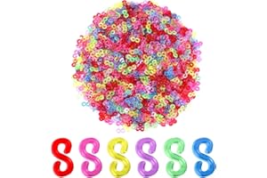 SAVITA 1500 Piezas Clips en S, Clips para Pulseras de Goma Coloridos Clips Loom Bands Telar Ganchos en S para Pulseras de Telar Plástico Conectores de Loom Bands Accesorios para Hacer Manualidades