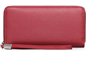 GOIACII Leather Women's Wallets,RFID Blocking Large Capacity Long Ladies Purse,with Detachable Wrist Strap, Multiple Card Slots, Phone Pocket and Zipper Coin Purse