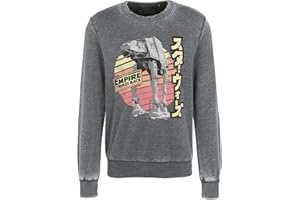 Recovered Men's Star Wars Movie Retro Sweatshirt at-at Walker, The Empire Strikes Back-Charcoal