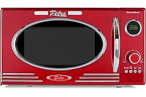 Salco Kuchenka mikrofalowa 2 w 1 – styl retro z funkcją grillowania – pojemność 23 l, kolor metaliczno-czerwony, 900 W – 12 funkcji, w tym rozmrażanie, grillowanie i podgrzewanie, funkcja ekspresowa –