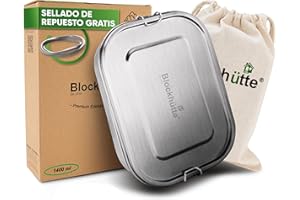 BLOCKHÜTTE Blockhuette Fiambrera Acero Inoxidable con Compartimentos I 1400ml I Tupper Metálico Infantil y Adulto, Bento Box para Niños y Trabajo, Tartera infantila Hermetica Camping, Sin BPA