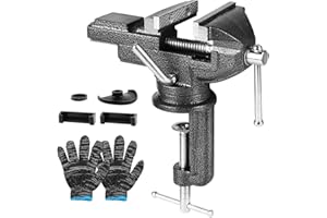 SWAWIS Étaux d'Établi, Largeur de Mâchoire 75mm, Étau de Table avec Base Pivotante à 360 Degrés-Peut Étre Utilisé pour Fixer des Pièces Telles Que le Bois Et le Métal