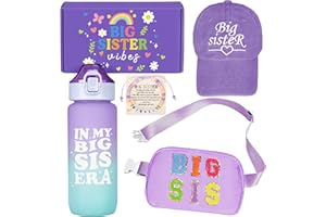 EccoDen Big Sister Gifts for Girls – 4-Piece New Big Sister Gifts Set with 20oz Water Bottle, Waist Bag, Baseball Cap & Bracelet for Daughter, Niece, Granddaughter