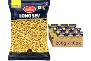 PICK N SAVE Haldirams Long Sev 200g, Indian Snacks & Savouries - Namkeen - (Pack of 10)