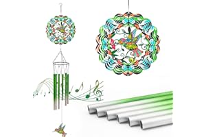 TICKTIME Hummingbird Garden Ornaments outdoor, Wind Chimes for Garden Birthday Presents for Mum Unique, Pinwheels Wind Spinners outdoor, Dragonfly Gardening Gifts for Women, Mum, Grandma