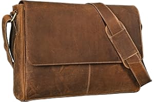 STILORD 'Oskar' Sac Bandoulière en Cuir Homme Femme - Sac Messager Vintage en Cuir Véritable - Sacoche Ordinateur 15 pouces Cartable pour Bureau, Travail et Université, Couleur:marron moyen
