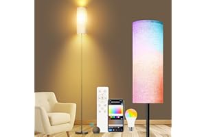 OTREN Lampada da Terra, WiFi RGBWW Smart Piantana Lampada da Terra Dimmerabile, 1600 Diecimila di Colori con Telecomando e APP Controllo, 24W Lampadina LED Compatibile con Alexa e Google Home
