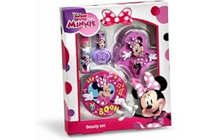 MINNIE MOUSE Minnie Estuche Set Belleza Compuesto: Brillo Labios, Bálsamo Labial, Esmalte Uñas y Espejo