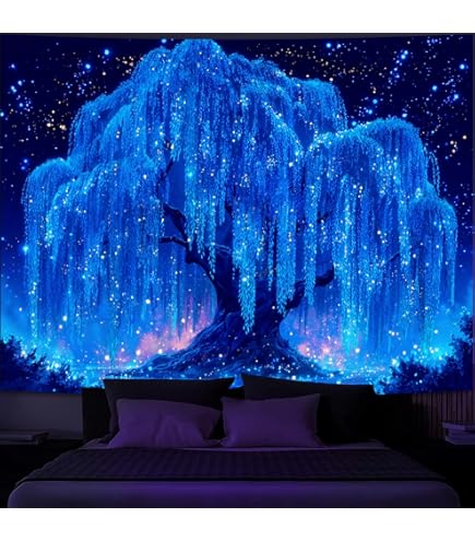 Invoibler Schwarzlicht-Tapisserie Baum des Lebens, UV-reaktiv, Neon-Stern-Tapisserie, Fantasie-Wald-Tapisserie, ästhetische Pflanze, Wanddekoration, Wandbehang für Schlafzimmer (130 x 150 cm Invoibler Schwarzlicht-Tapisserie Baum des Lebens, UV-reaktiv, Neon-Stern-Tapisserie, Fantasie-Wald-Tapisserie, ästhetische Pflanze, Wanddekoration, Wandbehang für Schlafzimmer (130 x 150 cm