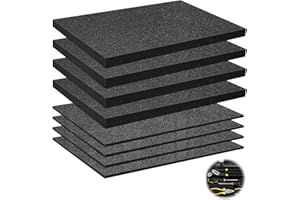 JABNOW 8 Pz Poliuretano Espanso, Inserto in Schiuma Pretagliato 4 Pz 400 x 300 x 25mm, 4 Pz 400 x 300 x 10mm Inserto in Schiuma Pretagliato Alta Densità, Valigetta per Fotocamera, Inserto per Valigia