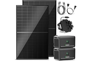 Solakon® 1000W Balkonkraftwerk mit Speicher - 1000 Watt komplett Steckdose & 800W Wechselrichter - Solaranlage Komplettset - 2x 500W bifaziale Solarmodule & 4kWh Speicher für Balkonkraftwerk