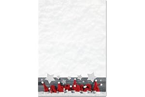 Logbuch-Verlag papier à lettres avec motif de Noël rouge gris motif de bonnet à pointe DIN A4 ambiance de Noël (25 feuilles)