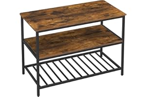 ‎VASAGLE VASAGLE wyspa kuchenna z dużym blatem, stół jadalny, regał kuchenny z 3 półkami, solidna metalowa rama, 120 x 60 x 90 cm, łatwy montaż, wzornictwo przemysłowe, vintage brązowo-czarny KKI01BX