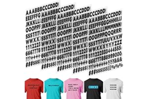 COMKRIVY 5 Sheets 830 Pieces Iron on Letters and Numbers for Clothing, 1 Inch Iron on Vinyl Letters with A-Z Heat Transfer Letters 0-9 Iron on Numbers PU Alphabet Stickers for T-Shirt Printing DIY Craft Black
