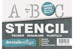 Dovetails Vintage Stencil lettere 40 mm di altezza, stile Typewriter, lettere maiuscole e numeri.