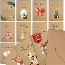 Create Christmas Gestanzte Weihnachtskarten & Umschläge – 3 Stück, Braunes Kraftpapier, Blanko Zum Selbstgestalten