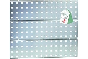 Raaco Pannello Porta Attrezzi da Parete, Parete Attrezzata Officina 52 x 44 cm, 75 kg Capacità, Parete forata in Acciaio Zincato, Perfetta per Garage, Sistema Organizzazione Utensili con SuperClip