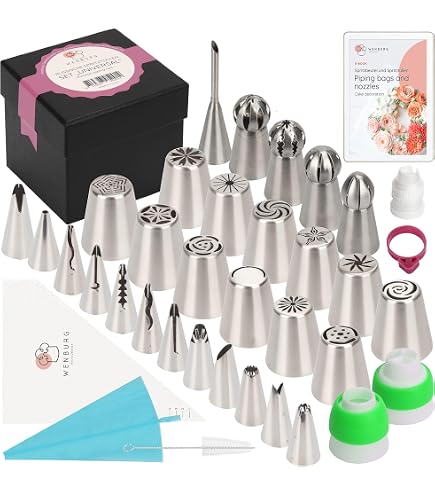 Qianyu Set Di 12 Beccucci In Acciaio Inox Per Sac à Poche + Adattatore - Punte Per Decorazione Torte, Cupcake E Biscotti - 3