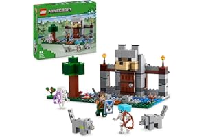 LEGO Minecraft The Wolf Stronghold - Castle Toy with a Character, 2 Skeleton Figures & 2 Wolves, plus Accessories incl. a Crafting Table - Gamer Gift for 8+ Year Old Boys & Girls - 21261