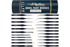 CRAFT SPECTRUM 22pc Model Paint Brushes Miniatures Painting Set - 22 Miniature Paint Brushes For Acrylic Painting, Drybrush Set & Modelling Paintbrushes For Art - Small Paintbrush, Painter Gifts & Art Gifts