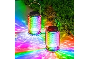 ‎BXROIU BXROIU 2 Stück Solar Laterne für Außen, Glas Dekorative Solarlampen für Hochzeit Party Garten (Mehrfarbig)