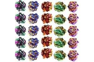 Jinlaili 20PCS Colorful Crinkle Balls Cat Toys, Cats Toys Balls, Mylar Balls Crinkle Balls Kitten Toys, Cat Interactive Toys, Cat Toys Balls Rustle Sound Ball Fun Toy for Cats Kitten Dog Playing
