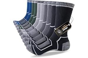 inaWarm Mens Socks, Breathable and Moisture Wicking Outdoor Performance Hiking Socks, Thick Cushioned Anti-Blister Crew Sock for Athletic, Work, Sports, Trekking, Walking, 5 Pairs