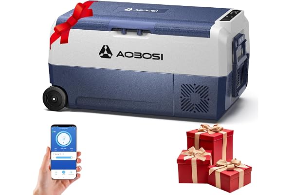 AAOBOSI Glaciere a Compression 36l, Glaciere Electrique 12 V/24 V et 100-240 V, Glacière à Compression -20 ℃ à 20 ℃, Idéal pour Camping, Voiture, Camion, Bateau, Caravane, Voyage et Maison