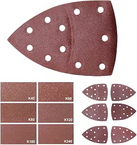 60 Stück Maus-Detailschleifpapier – 140x98 Mm, Körnung 40–320, Klettrücken, Für Schleifmaschinen