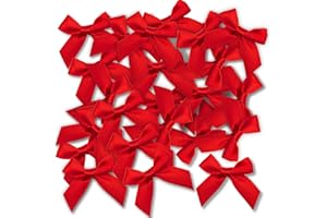 RYVERA Riviera 48 Lazos de Cinta de Satén Rojo Mini Lazos, Lazo de Satén Regalo Cara para Navidad, Manualidades, Decoración de Bodas, Fabricación de Tarjetas, Adornos de Costura, Embalaje de Regalo, 5cm