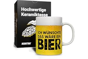 HECHTTAG Tasse mit Spruch Ich wünschte das wäre ein Bier - Vatertagsgeschenke für Papa, Geschenk für Männer zum Geburtstag, Vatertag, Tasse Papa, Vatertaggeschenk - Keramik Tasse 330 ml