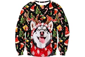 TUONROAD Brzydki świąteczny sweter 3D dzianinowy sweter bożonarodzeniowy dla mężczyzn/kobiet S-XXL