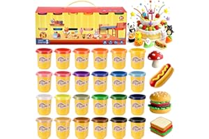 Yimomoyi 24 Tins Play Color Dough Modelling Set 24Colours Modelling Clay Set, Plasticine Modelling Clay for Kids, Multicolour Playdough, Coloured Clay Plasticine for Kids' Arts and Crafts, 50g/Tins
