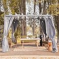 Danube Home Amna Metal Pergola Metal Frame | Weather Resistant Garden Canopy I Modern Design Outdoor Furniture Tent | Size 3X3 M-Beige