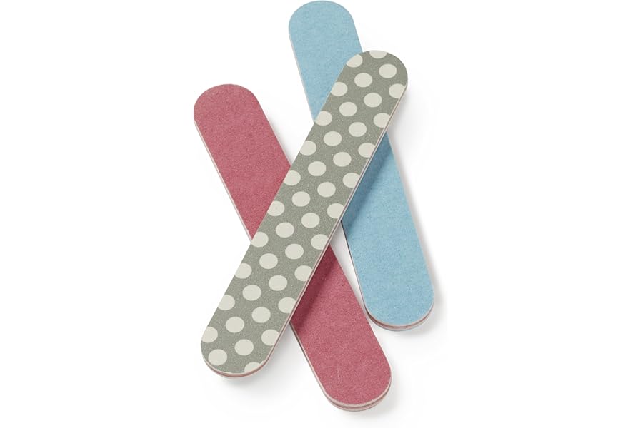 Manicare Pack of 3 Small Cushioned Emery Boards, Nail Files For Shaping Artificial And Natural Nails, Double Sided Medium Grit, Durable, For At Home DIY Salon Professional Manicure Or Pedicure